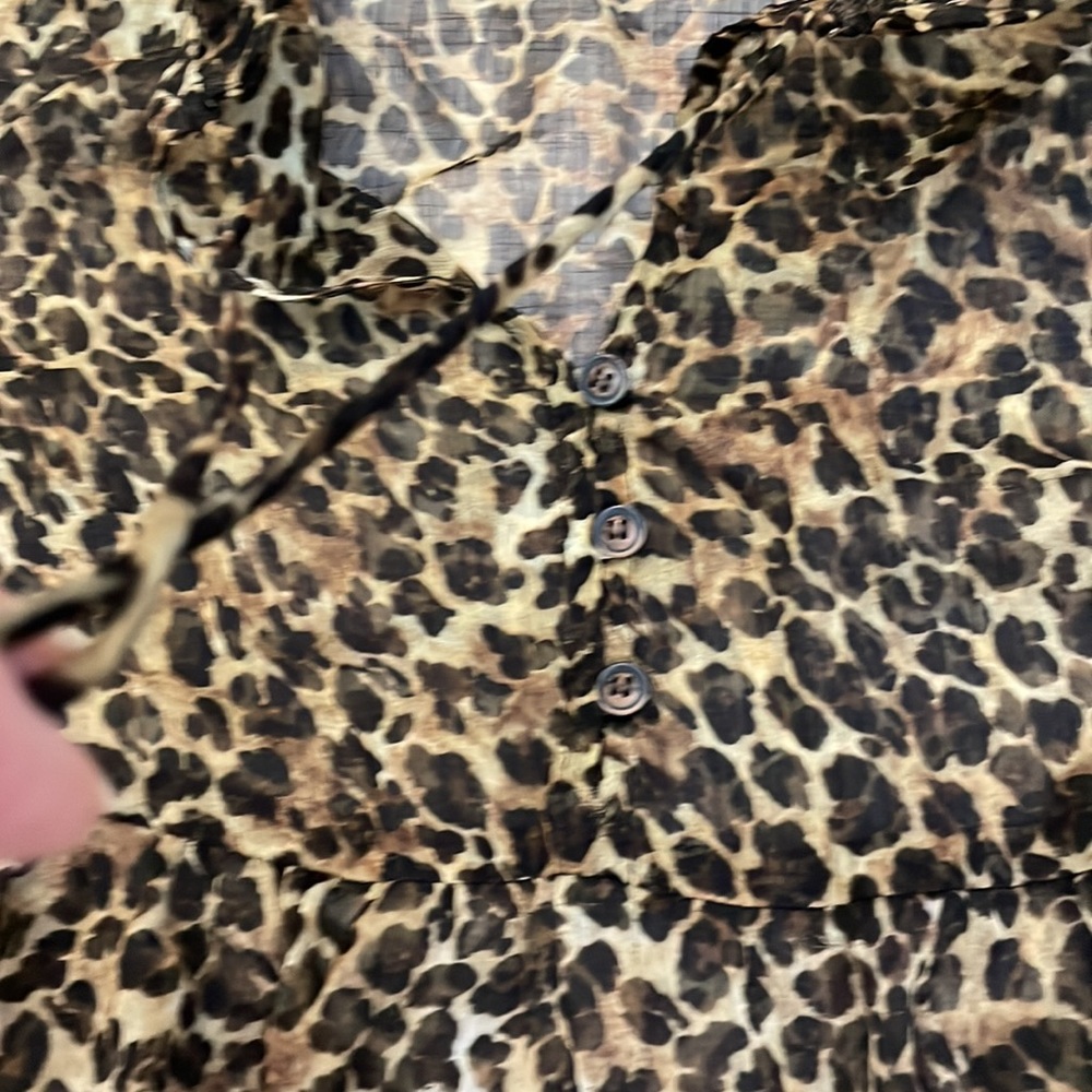 Zara Sheer Leopard Print 3/4 Sleeve Babydoll Dress Above the Knee Size XS - Picture 7 of 10